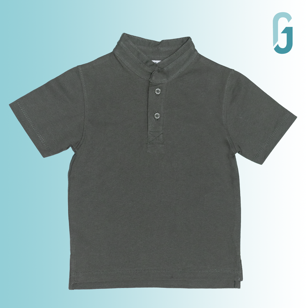 Chinese Collar - T-shirt - Gray - Knit