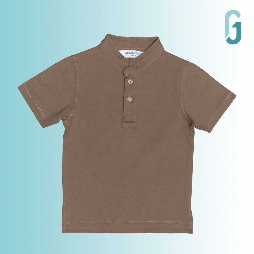 Chinese Collar - T-shirt - Brown