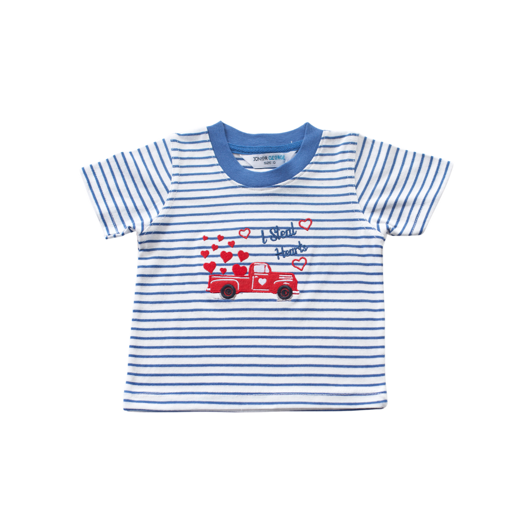 Crewneck - Stripes - I Steal Hearts ( Blue/ white )