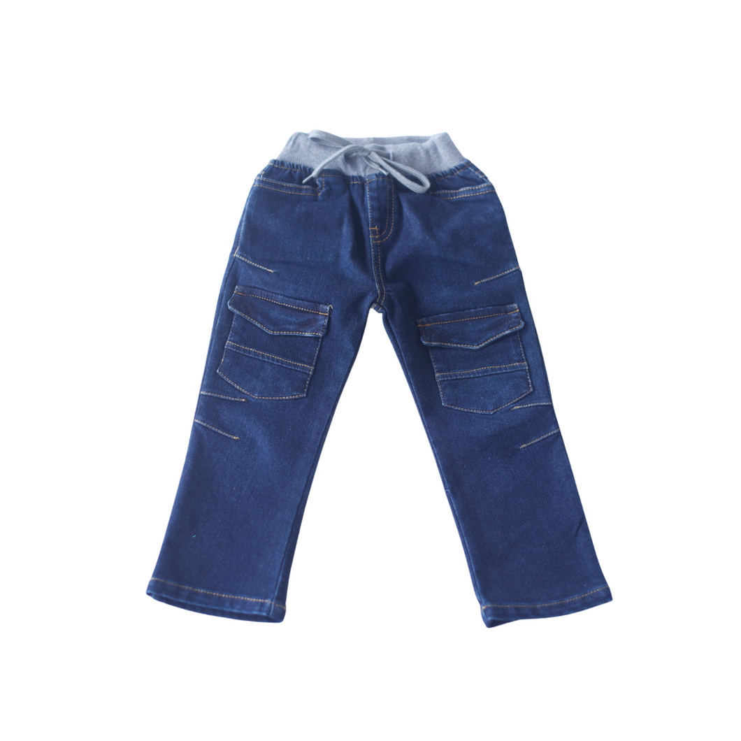 Denim Pants - Rib Waist (Navy Blue)