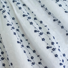 Load image into Gallery viewer, Dress- Floral puff sleeve dress -(Navy blue &amp; white)
