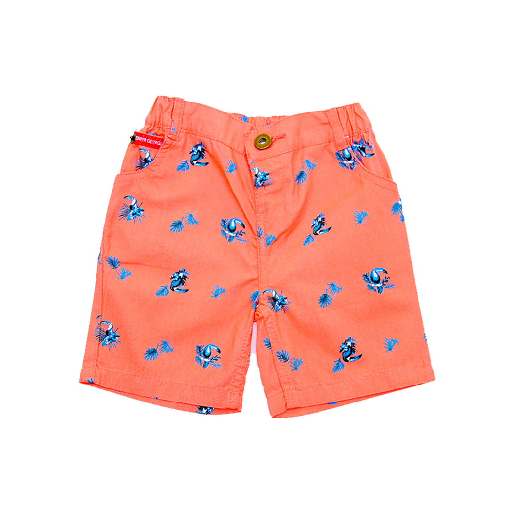 Short - Peach With Blue Birds