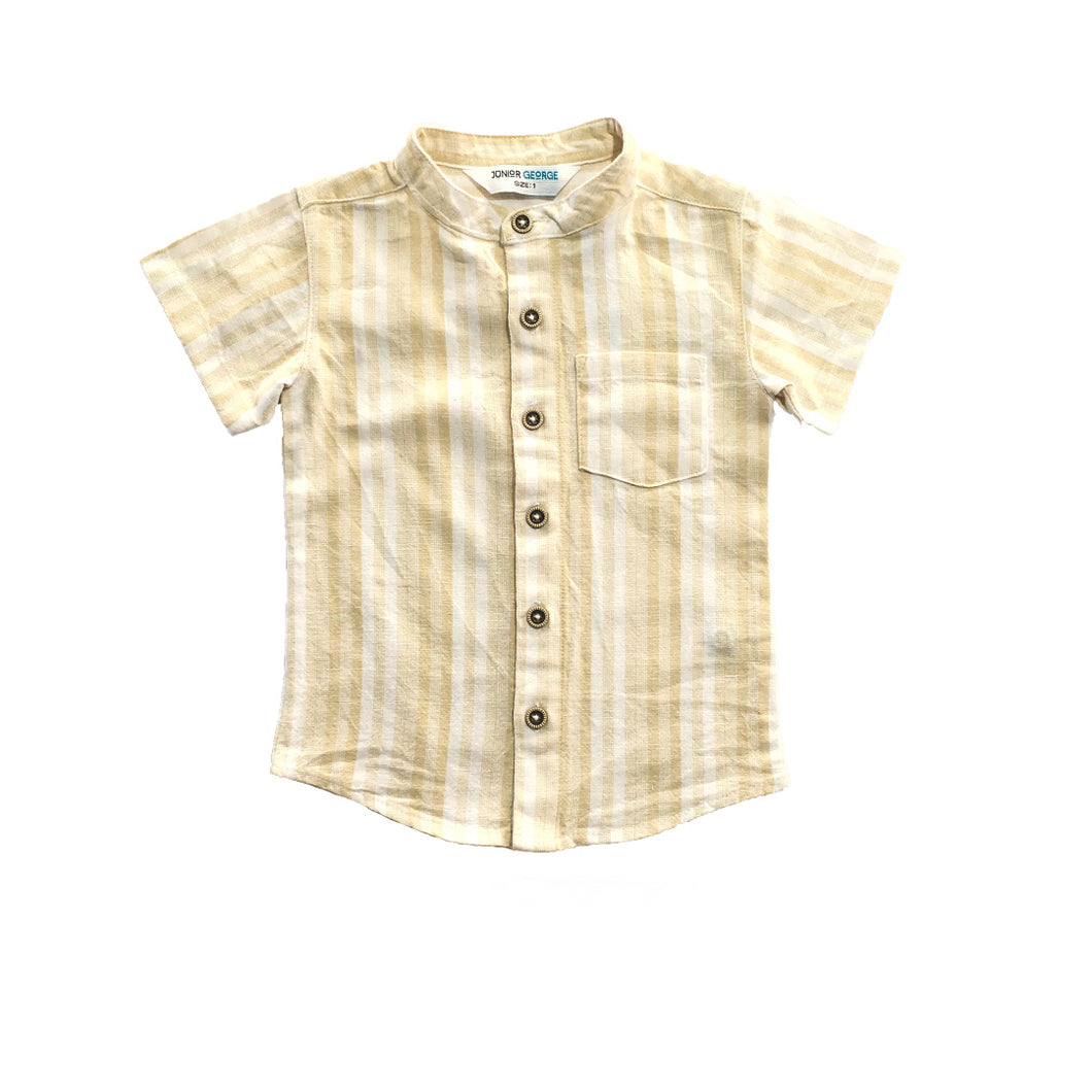 Shirt - Boy's Shirt (Beige And White Stripe)