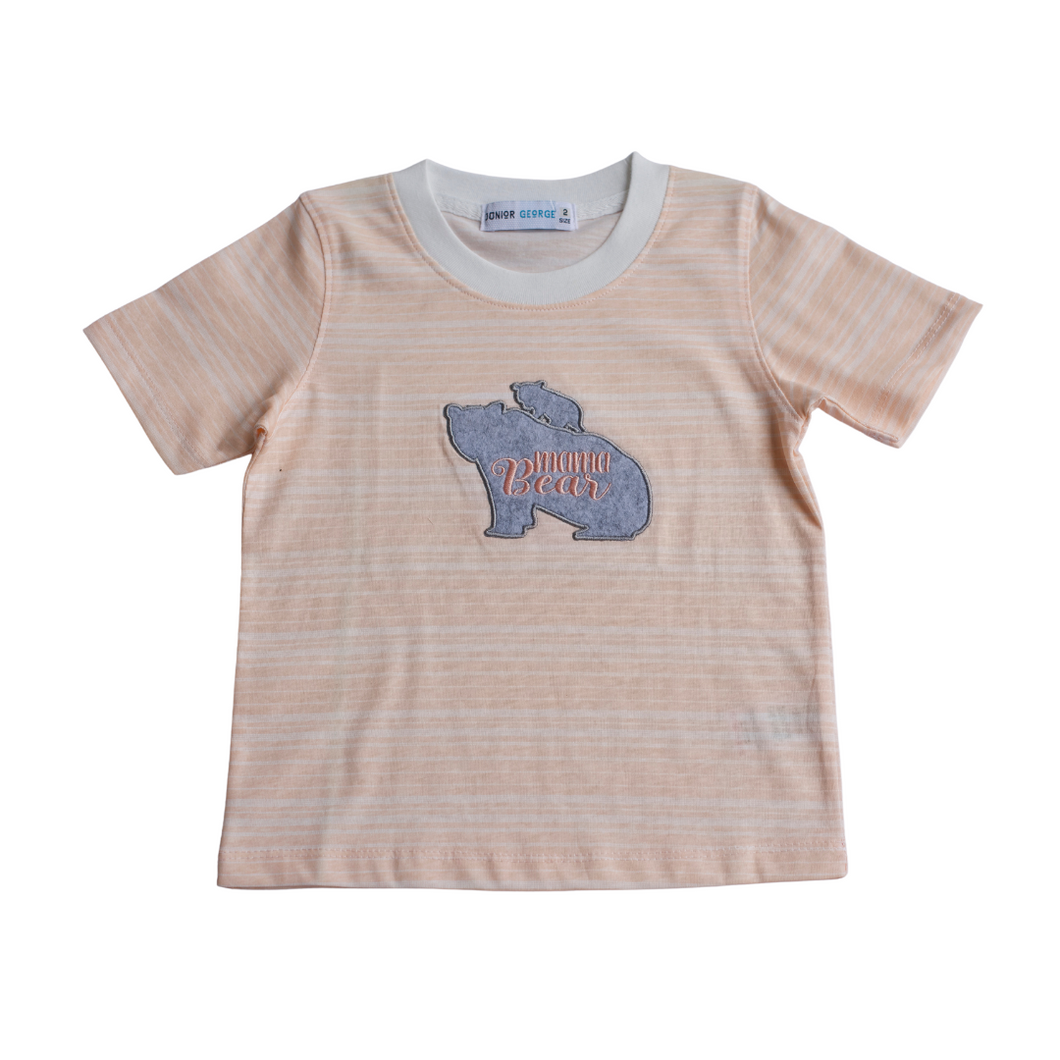 Crewneck - Stripes - Mama Bear (Peach/White)