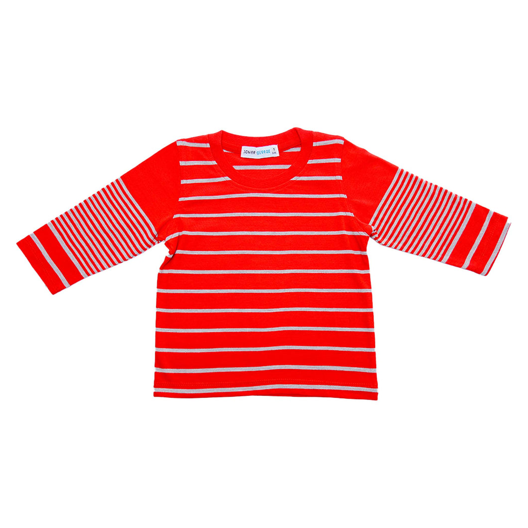 Crewneck Long Sleeve - (Red, Grey) Stripes