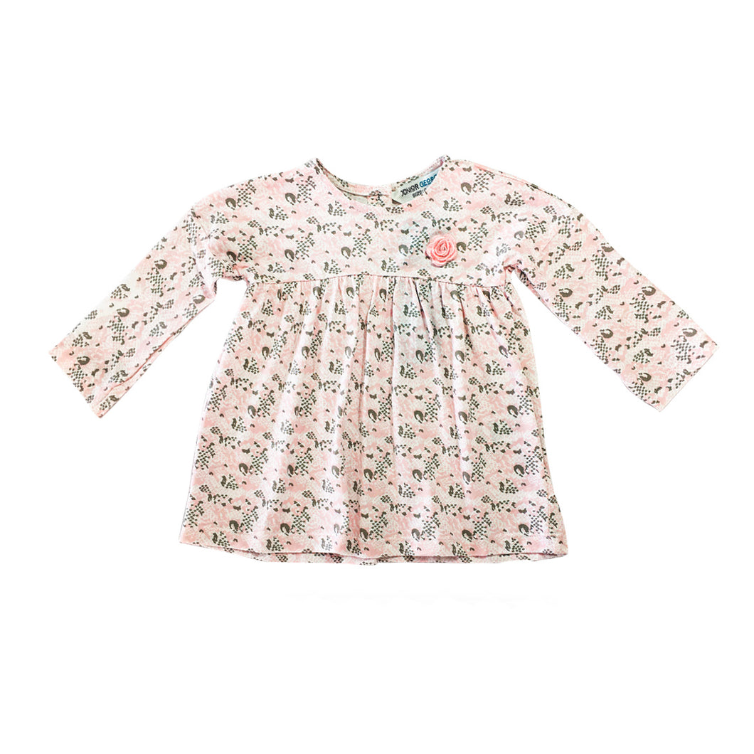 Dress -  Pink Floral (Pink, Grey and White Flowers )