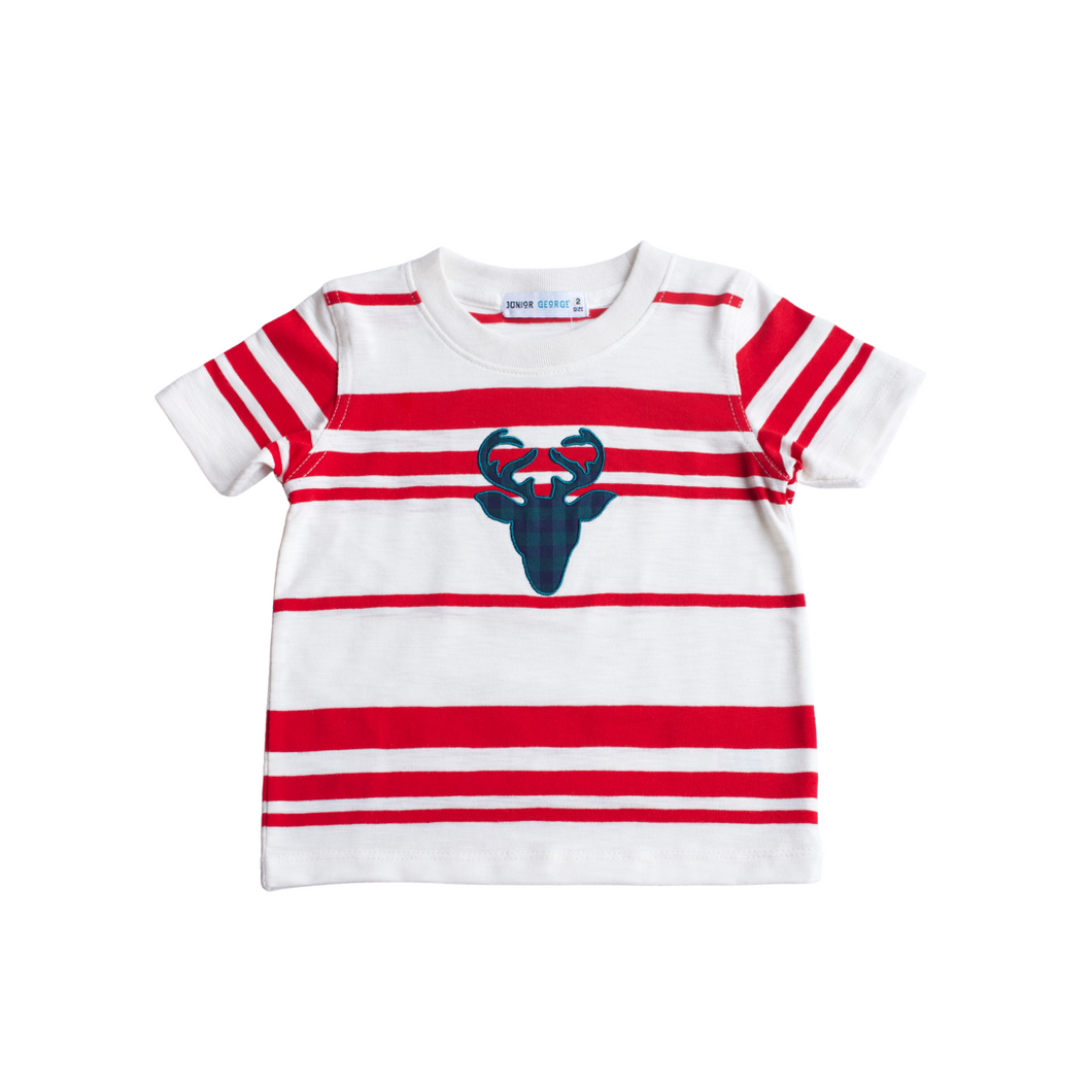 Crewneck - Stripes - Deer (White and Red)
