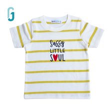Load image into Gallery viewer, Crewneck - Stripes - Sassy little soul (Yellow and White)

