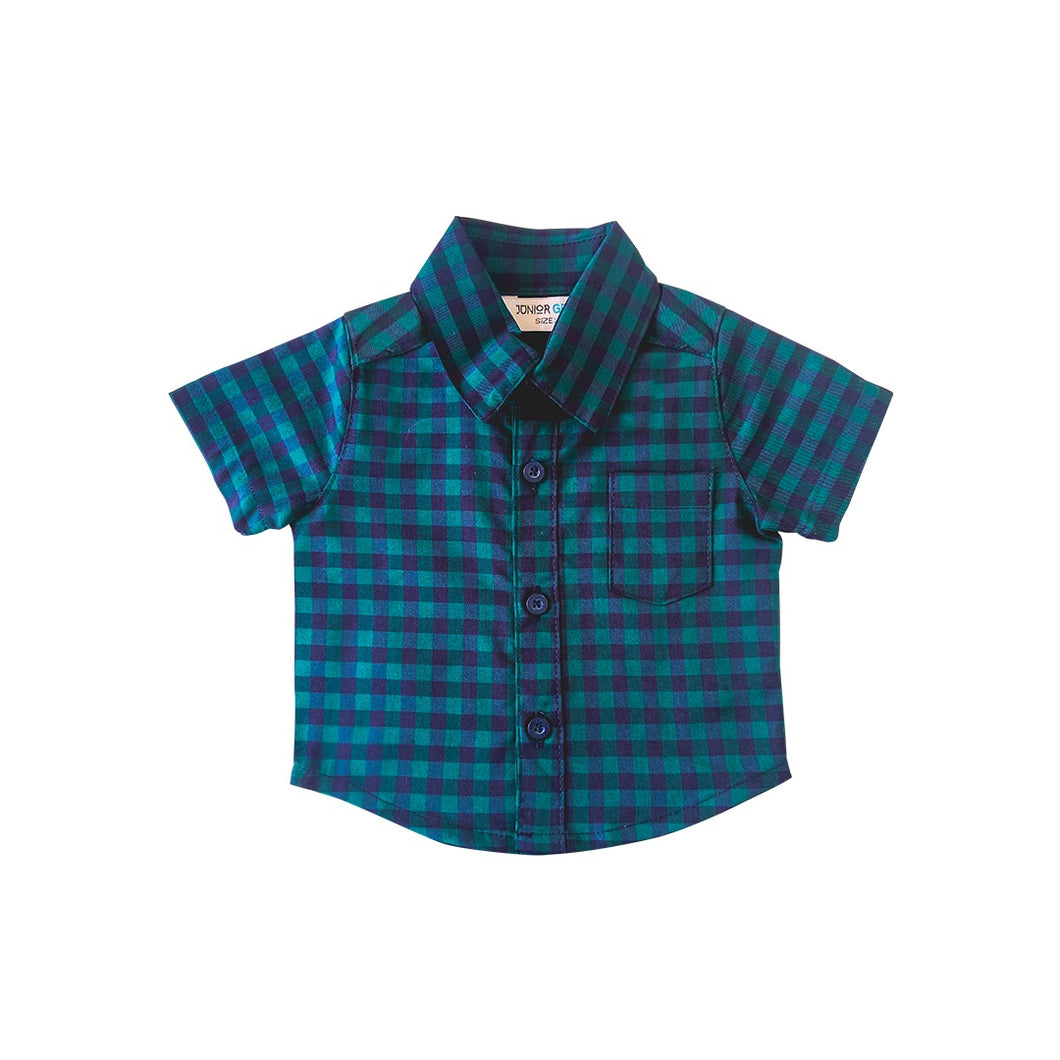 Shirt - Checked (Green,Navy Blue)