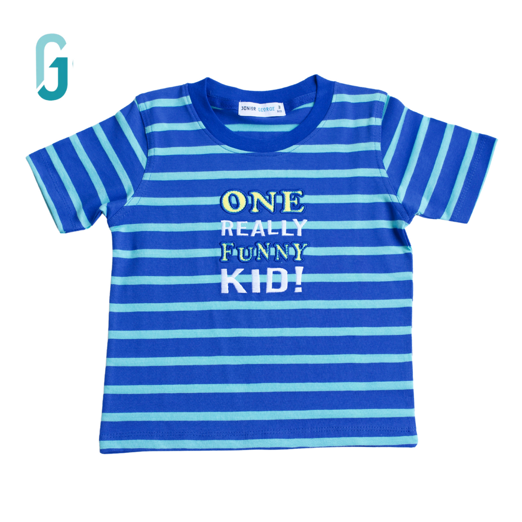 Crewneck - Stripes - One Really Funny Kid (Blue/GRN)