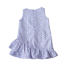Load image into Gallery viewer, Dress - Double frill- Purple Flowers (White)
