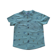 Load image into Gallery viewer, Shirt - Dinosaur - Chinese Collar (Teal)
