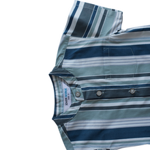 Load image into Gallery viewer, Shirt - Chinese Collar-Stripes (Grey/White/Blue)
