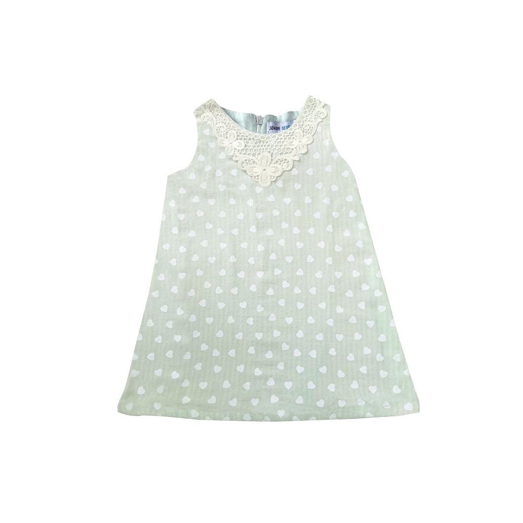 Dress - Hearts  (Light Green, White)