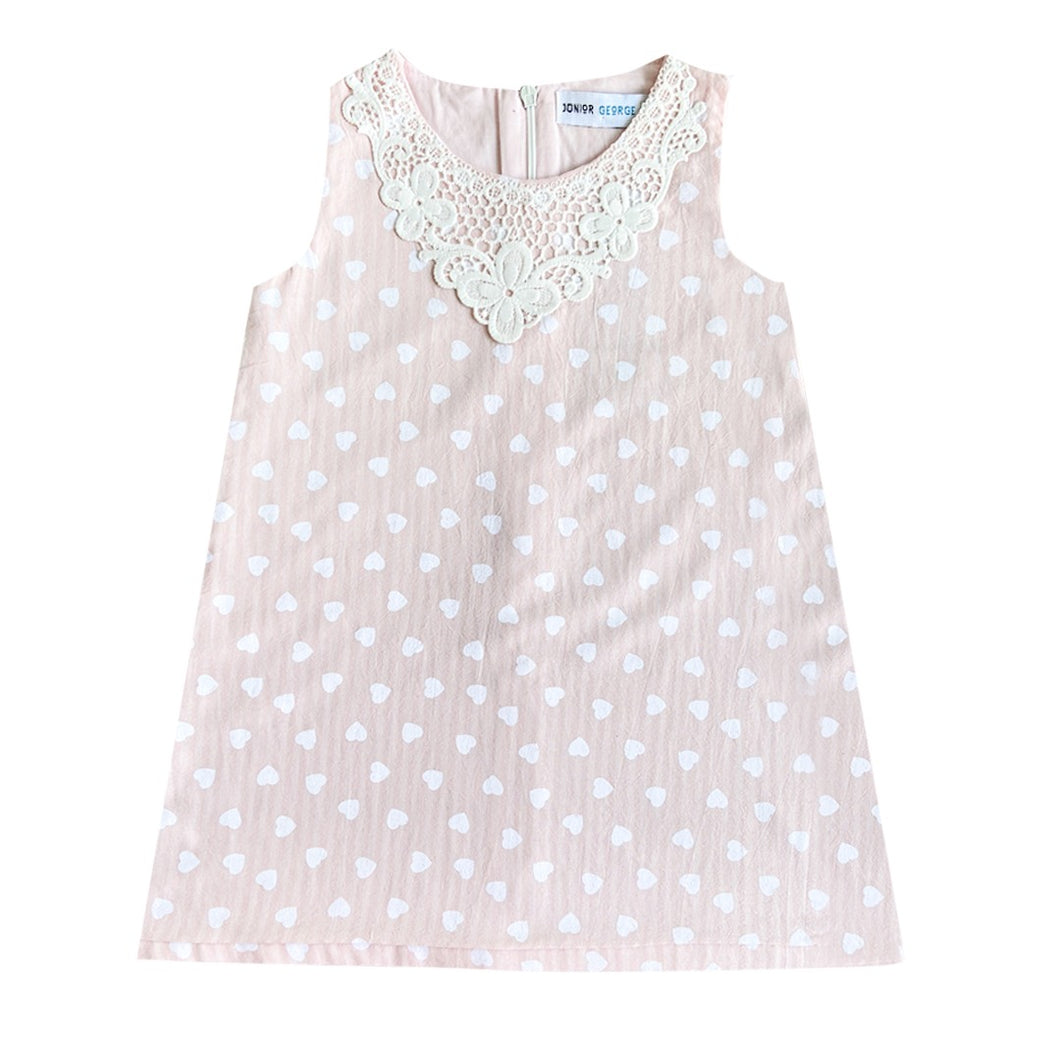 Dress - Cotton (Pink-White Hearts)