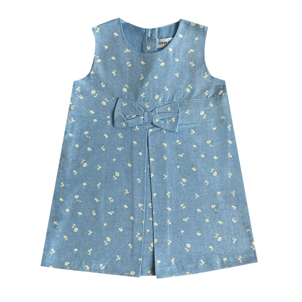 Dress - white Flowers (Light Blue)