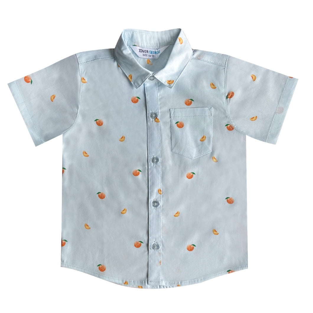Shirt - Cotton (Oranges- Light Blue)