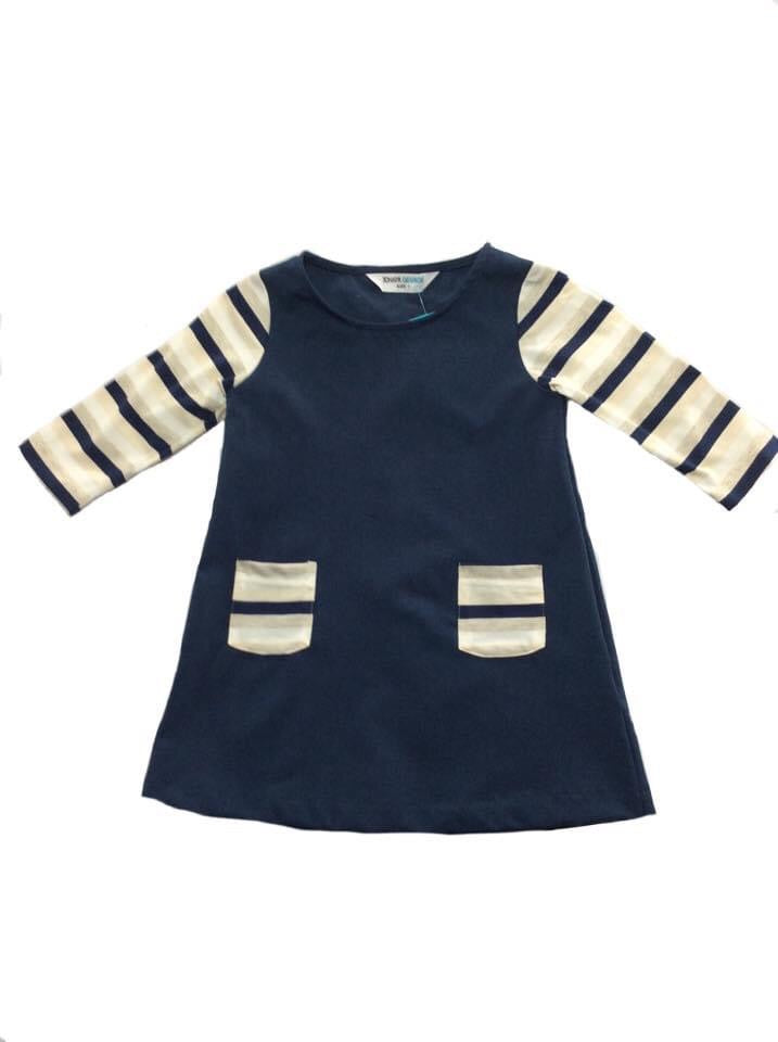 Long Sleeve Dress (Navy Blue, White ,Beige)