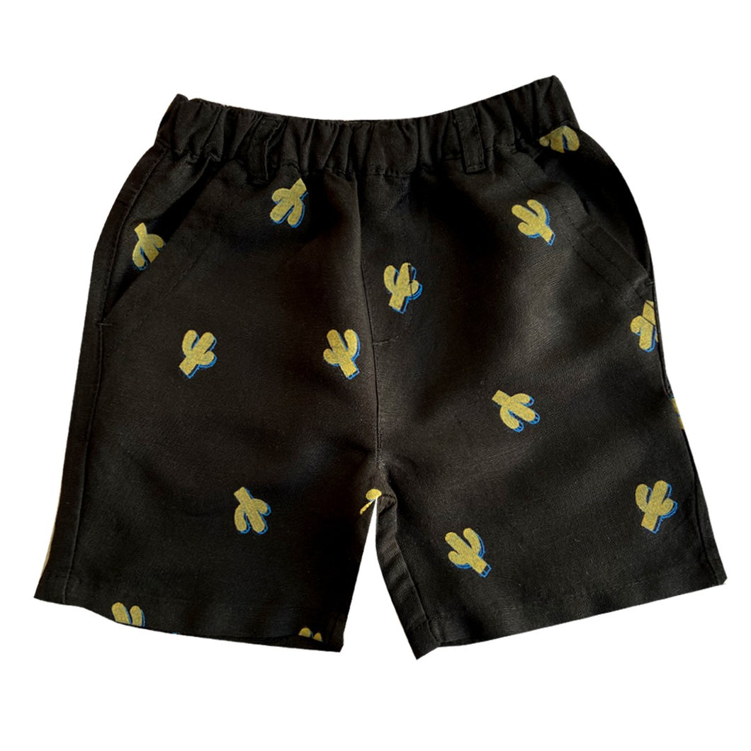 Short - Linen (Black - printed )